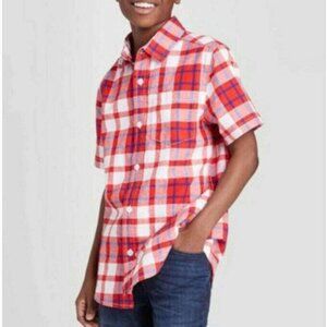 Cat & Jack Boys Americana Button-Up Shirt, Wowzer Red, Size XXL (18)